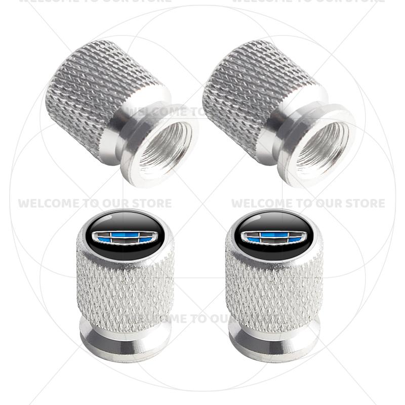 For Geely Auto Emblem Coolray Tugella Monjaro Atlas Pro Okavango 4Pcs Aluminum Car Tire Valve Caps Wheel Stem Air Dust Covers
