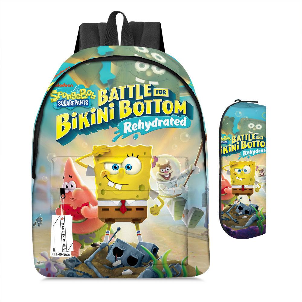 Spongebob Squarepants Children'S School Bag Male And Female Students Backpack Kindergarten Cute Cartoon Backpack Pencil Bag