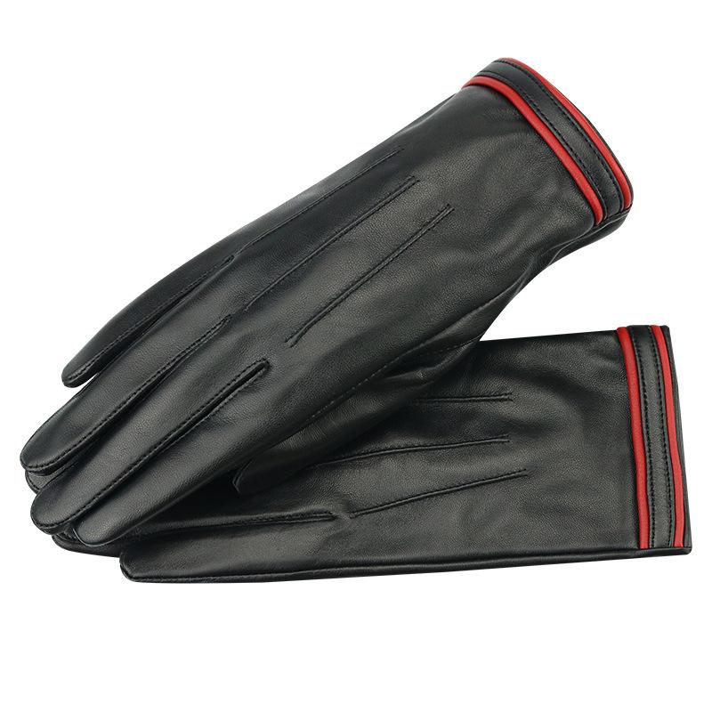 Leather gloves women's autumn and winter velvet thickened warm windproof waterproof cold riding driving sheepskin gloves