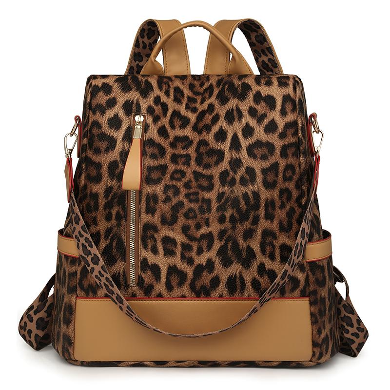 Rucksack mit Leopardenmuster Damen Reise Große Kapazität Diebstahlsicherer Rucksack