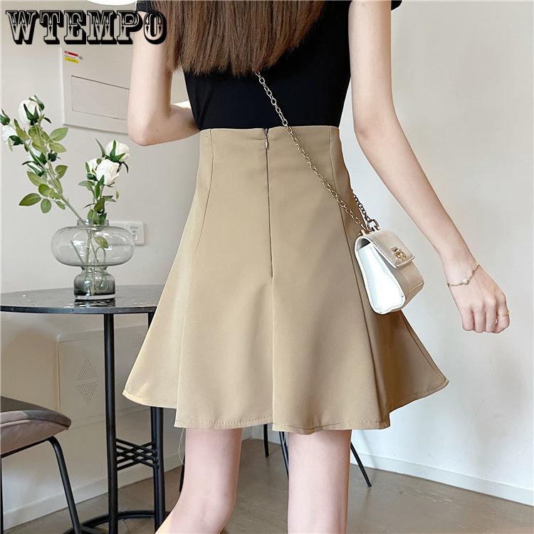 Chic Versatile Slim High-waisted Solid Umbrella Skirt Female Spring and Summer Personality Half-body Skirt Temperament A Line Skirt