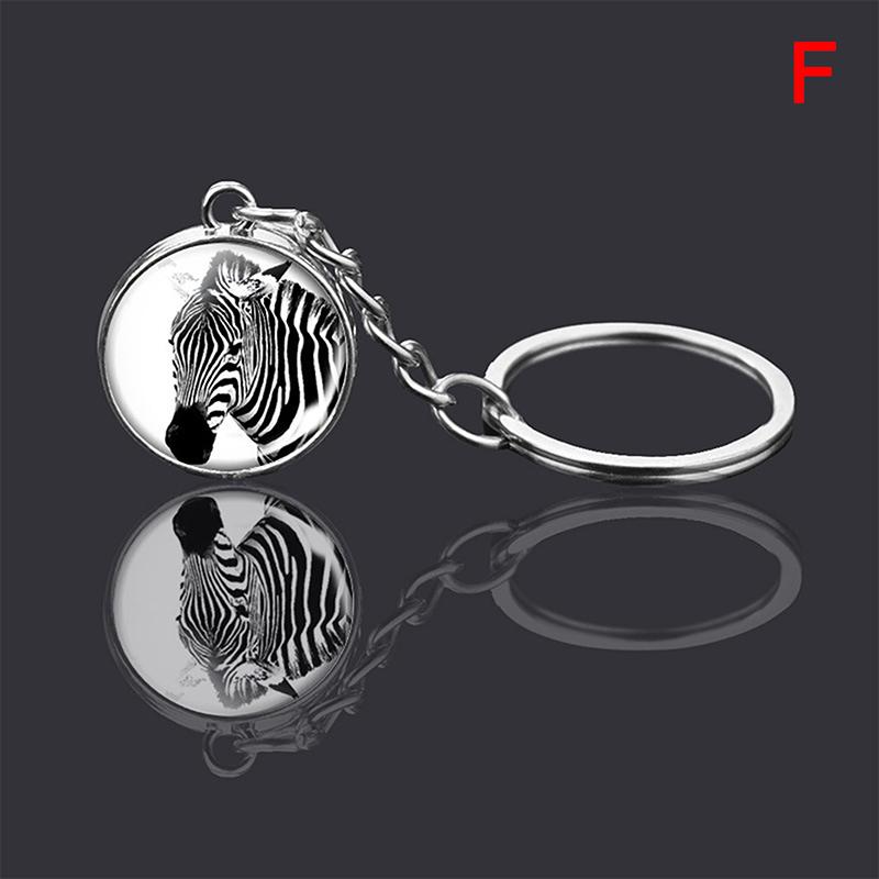 Animal Keychain Tiger Wolf Double Side Glass Ball Key Chain Key Ring KeyChain