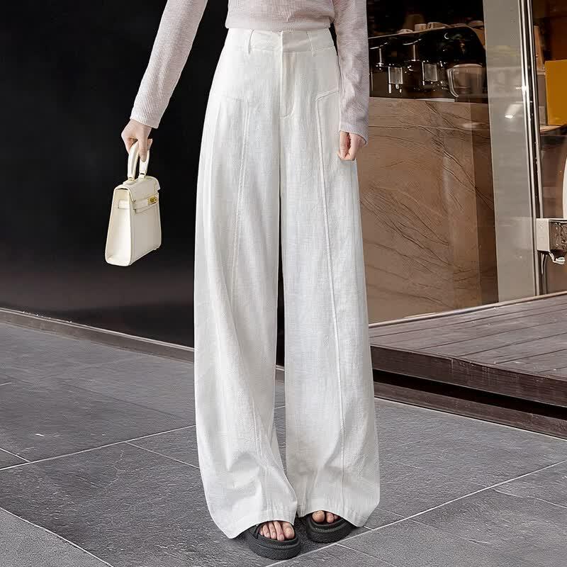 Women's High-Waist Wide-Leg Solid Casual Pants
