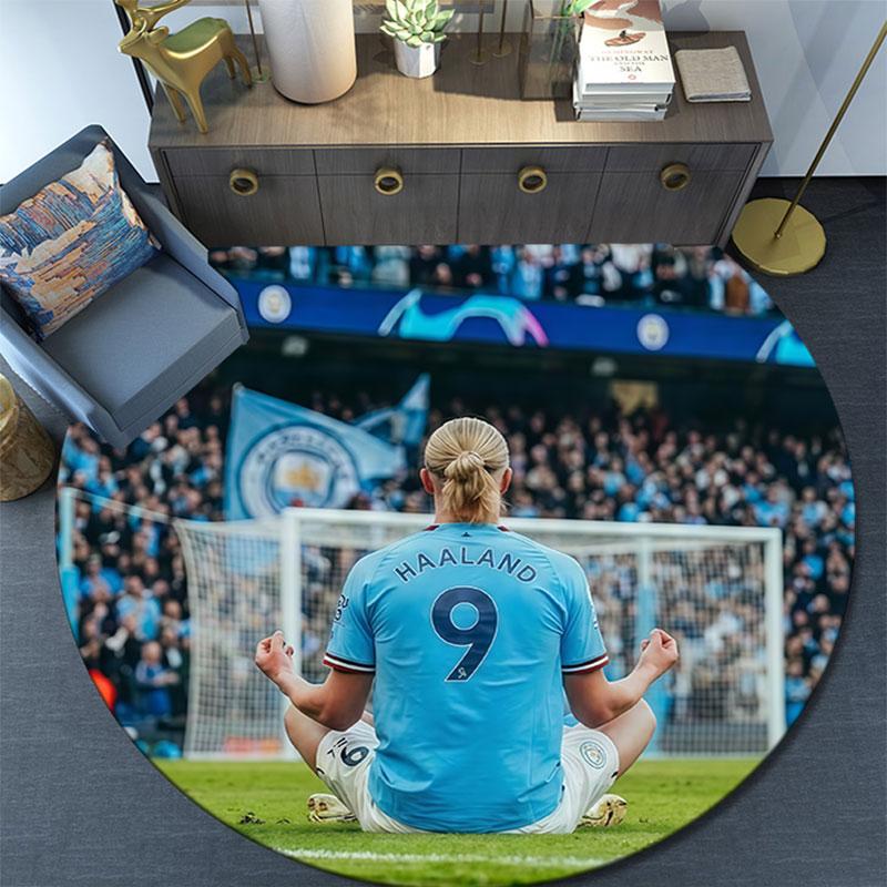 Erling Printed Round Rug, Non Slip Washable Circular Carpet For Living Room Bedroom Playroom, Sports Fan Decor, Holiday Birthday Gift