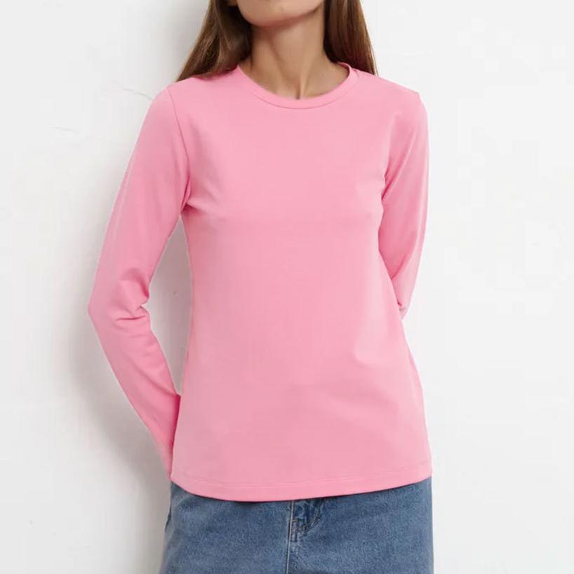 GMXIA Baumwoll-T-Shirt Frühling Damenmode Rest Vielseitiger Pendlerpullover Rundhals Langarm-T-Shirt