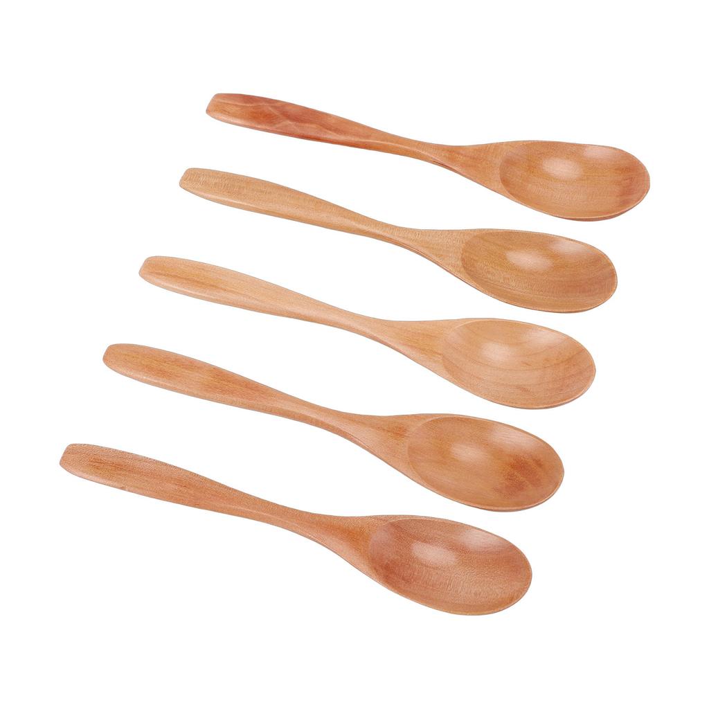 5PCS Wooden Spoons for Honey Coffee Tea Dessert Wood Serving Table Spoon Set for Stirring