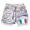 Italy Flag Camouflage Muay Thai Kick Boxing Shorts Men Women Unisex Casual Sportswear Double Layer Quick Dry Training Sport Gym Fitness Workout