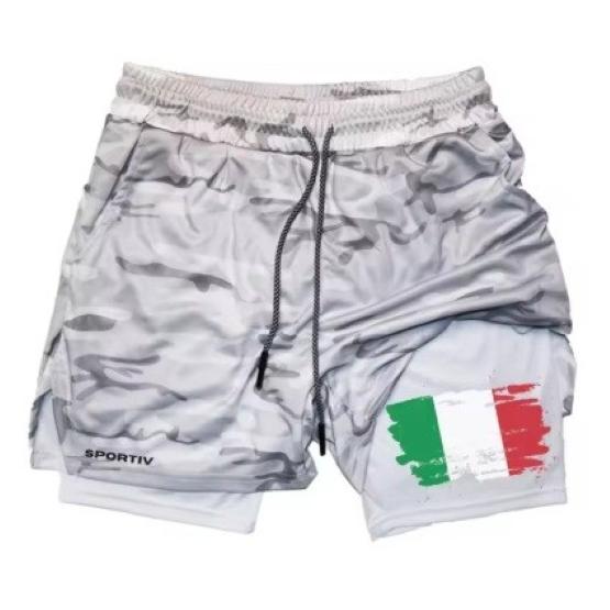 Italy Flag Camouflage Muay Thai Kick Boxing Shorts Men Women Unisex Casual Sportswear Double Layer Quick Dry Training Sport Gym Fitness Workout