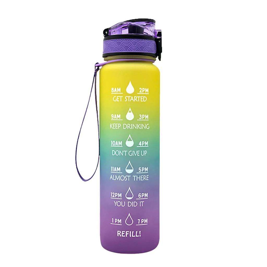 Large Water Bottle With Motivational Time Marker & Removable Strainer,  For Fitness, Gym And Outdoor Sports