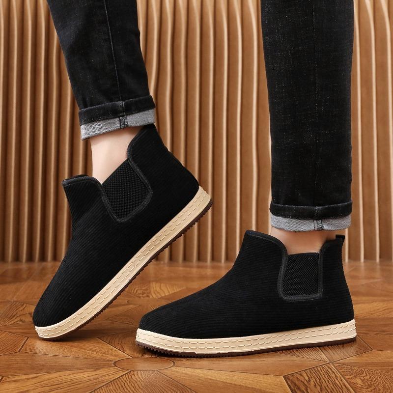 Winter New Thiened Wool Men's Cotton Shoes Lightweight Anti-slip Casual Warm Soft Bot Beijing Old Canvas Cotton Boots for Men