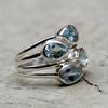 1pc Exquisite Luxury Style Multi-circle Hollow Out Multiple Sky Blue Imitation Crystals Twinkling Silver Color Ladies Ring