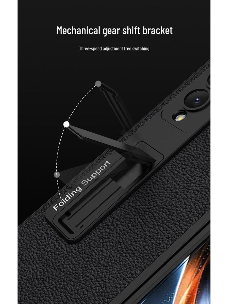 Samsung Fold4 Leather Stand Case - Creative, Foldable, Drop-proof Design