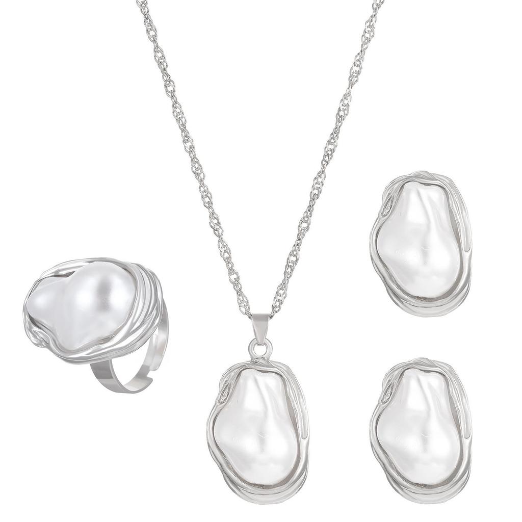 Baroque Pearl Jewelry Set: Necklace, Earrings, Ring, Bracelet, Choker for Women