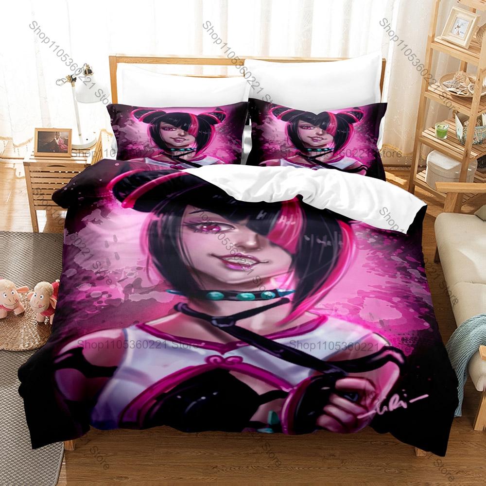 Personality Juri Han Bedding Set New Duvet Cover Pillowcase Street Fighter Game Anime Style Soft Bed Set Twin Full Queen King