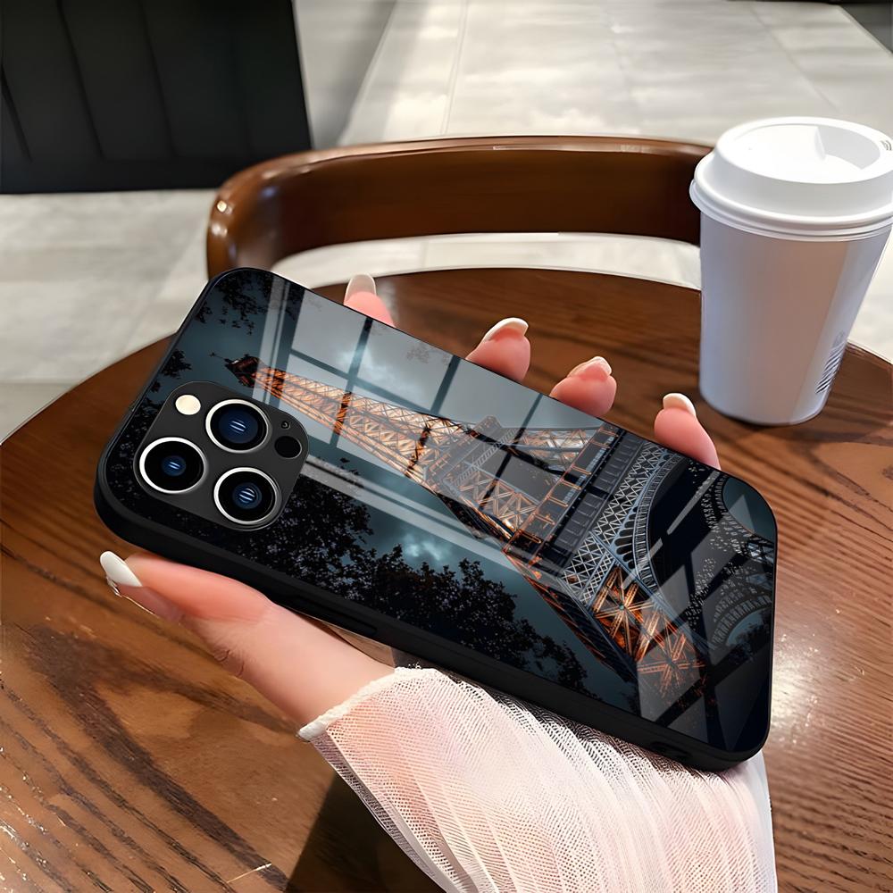 Eiffel Tower Paris Phone Case For IPhone 17 Pro Max 15 Pro 16 14 Plus 12 13 Mini 11 Pro Shockproof Glass Cover