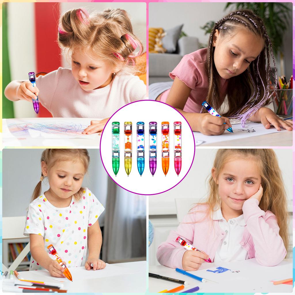 18 Pcs Liquid Motion Pen Colorful Liquid Motion Bubbler Pens Fidget Liquid Ballpoint Pen Novelty Fun Colorful Timer Pens For Str