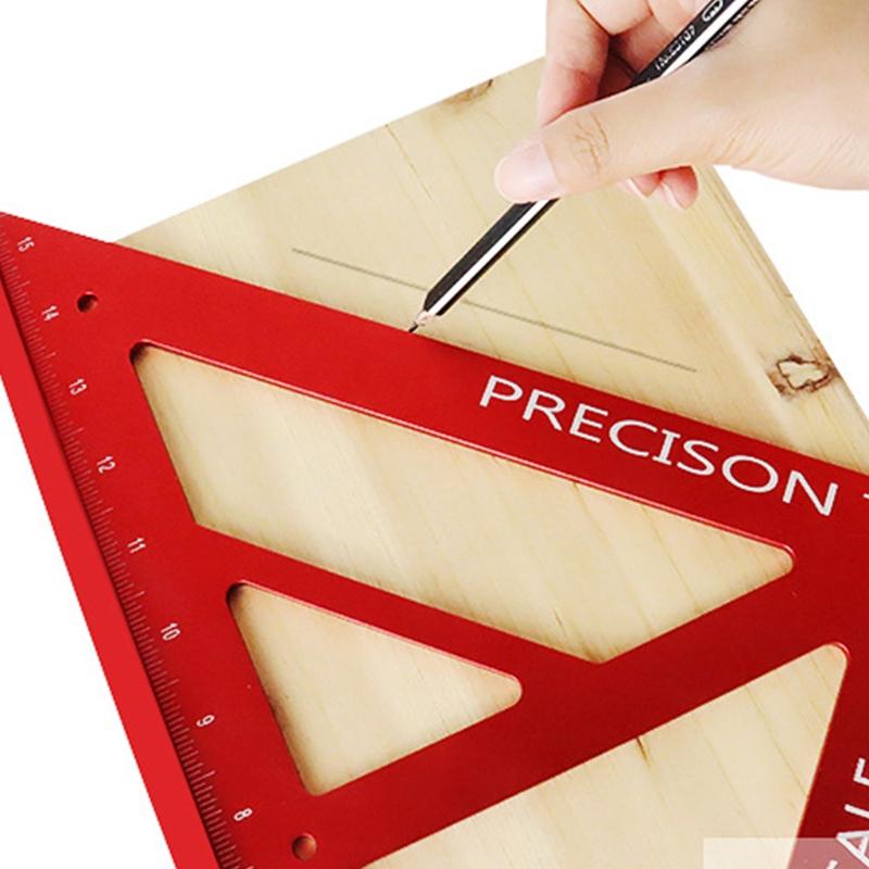 Triangular Angle Ruler Large 16Inch 45/90 Degrees Durable Aluminum Alloy Easy-read Layout Gauge Woodworking Measure Tool