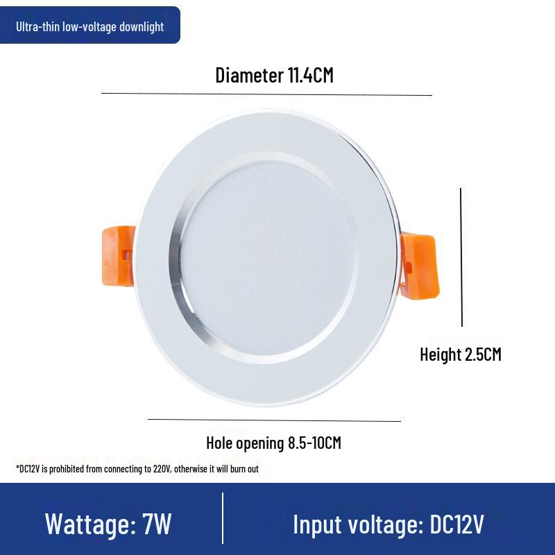 Low Voltage 12V-36V Ultra-Thin LED Downlight for RVs and Boats, 24V Driver-Free, Embedded Design.