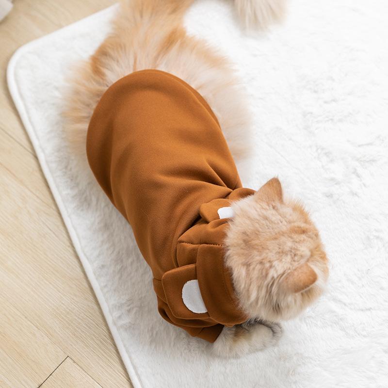 Autumn and Winter New Pet Cute Transformation Outfit Small Dog Bear Ears Dog Clothes Velvet Warm and Comfortable Teddy Bear