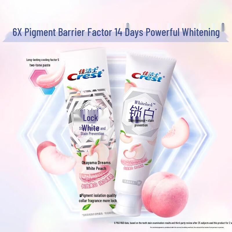 Crest White Peach Scent Lock Whitening Toothpaste