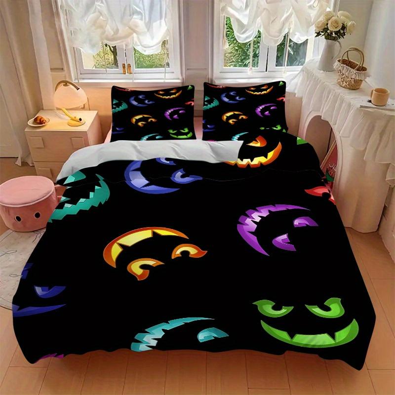 3pcs Halloween Pumpkins Bedding Set, Breathable and Soft, Suitable for All Seasons, Ideal for Home Use, Suitable for Bedroom Decor 21162