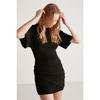 Zaya Women's Crew Neck Skirt Draped Black Dress