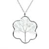 Silver Winding Flower Tree Of Life Necklace Gravel Crystal Pendant N72