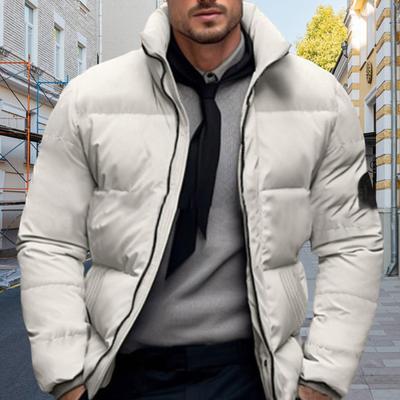 Men Cotton Coat Stand Collar Long Sleeve Zipper Closure Thickened Jacket