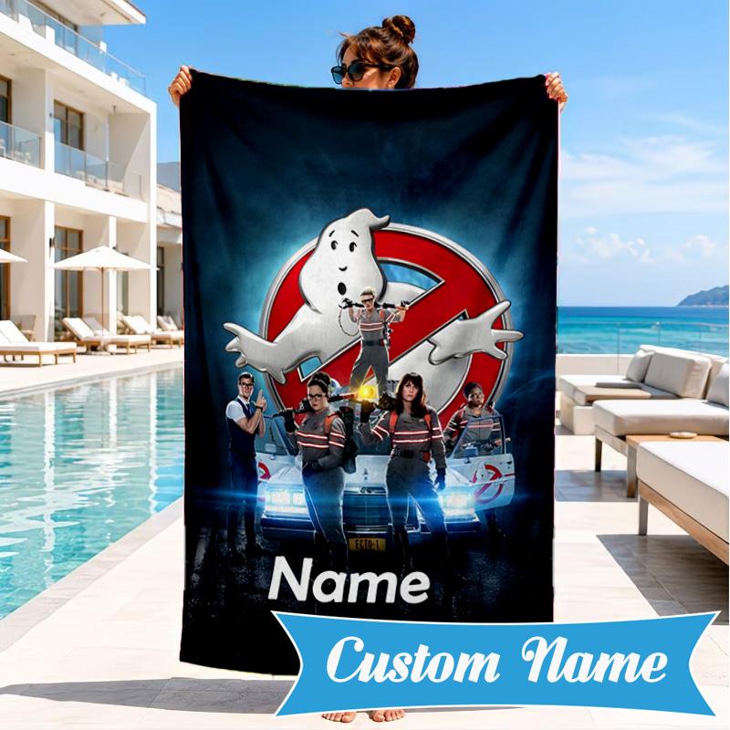 Custom Name Ghost Commando Team-Up Beach Towel Microfiber Beach Towel, Lightweight and Quick-Dry, for Summer Travel, Swimming Pool Gift
