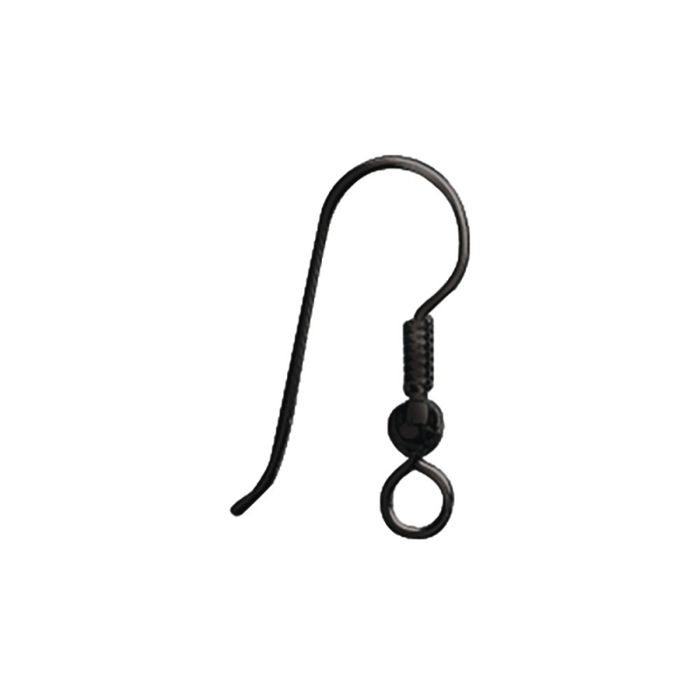 Brass Ear Hooks, Black, 20mm, sct.-LS 4 Pcs