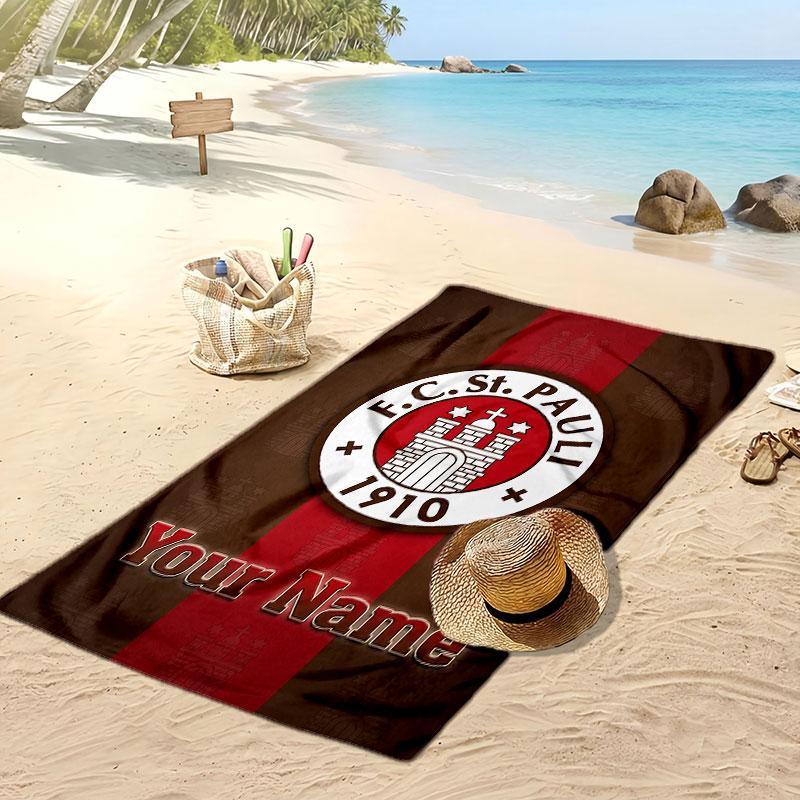 FC St. Asciugamano da Spiaggia Stampato Personalizzato Pauli Logo Calcio Supporto Nome Personalizzato Testo Asciugamano Assorbente Per Sport Viaggio Regalo Speciale