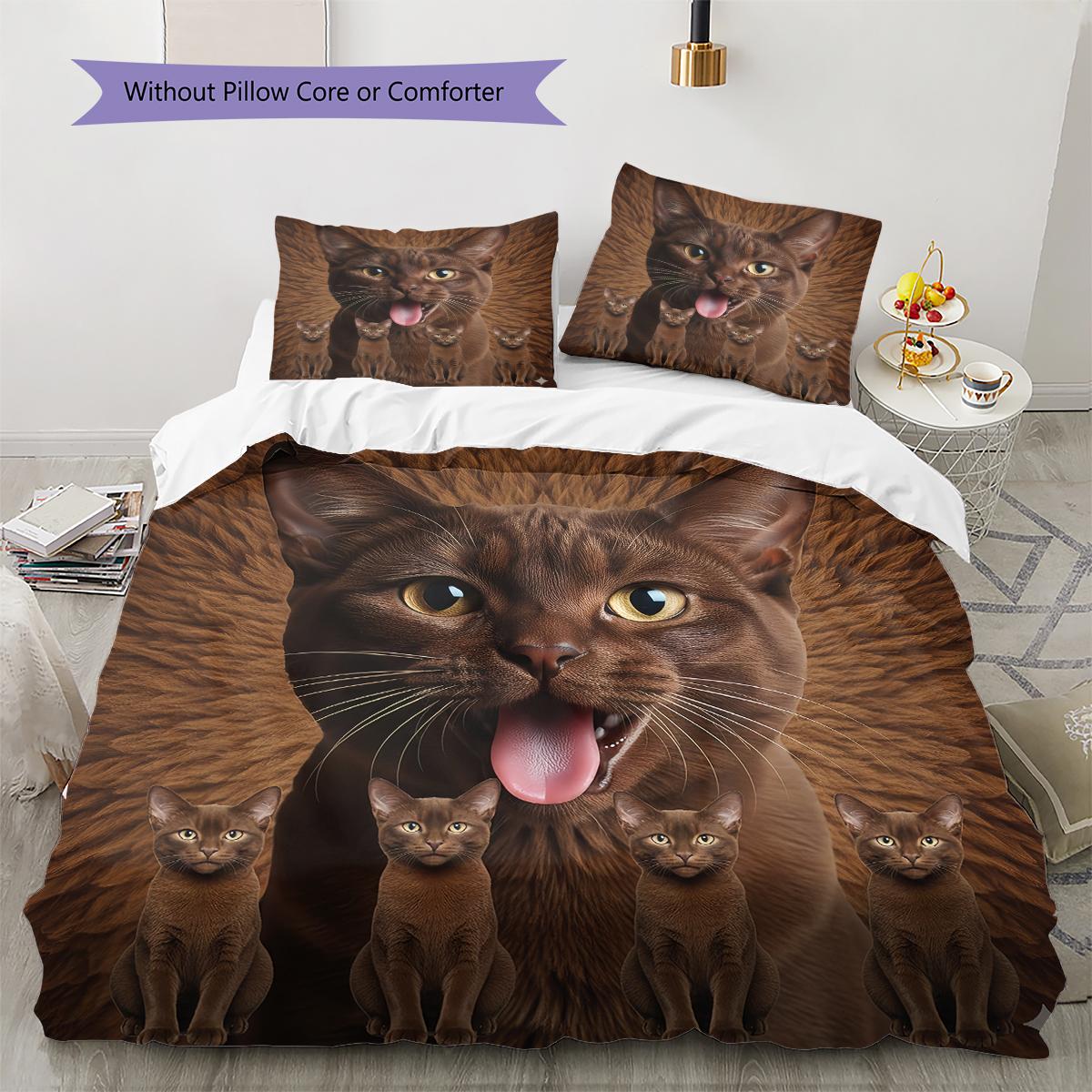 

Abysinnia Cat Havana Brown Pattern Bedding Quilt Set Quilt Cover Pillowcase Home Decoration Gift (1 * duvet cover + 2 * pillowcase, without core) 135x200cm