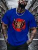 Unisex Black Crew Neck Tee Hannya Tiger Head Print Oversized Short Sleeve Unisexs Summer Streetwear Casual Daily Basic Wear Top