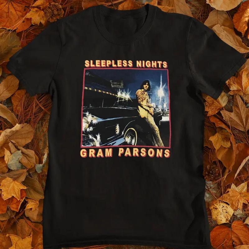 Sleepless Nights Gram Parsons Black T Shirt Cotton All Size