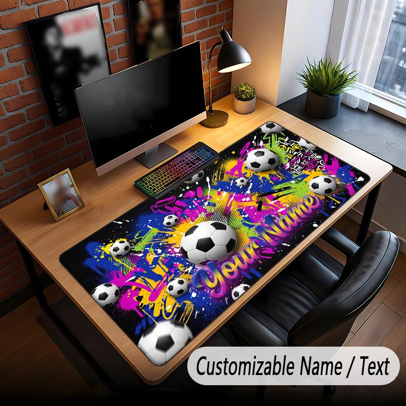 Soccer Theme Custom Mouse Pad Personalized With Name Text Customized Desk Mat For Office Home Decor