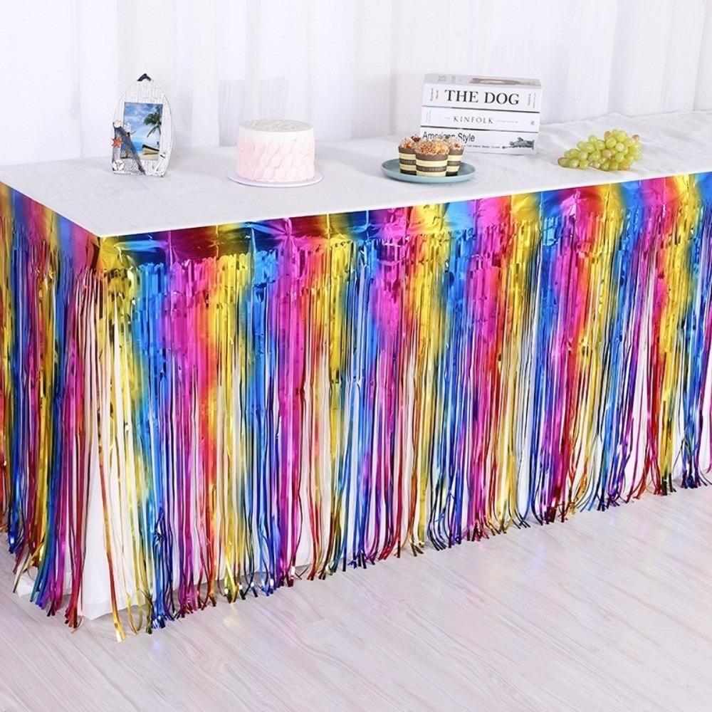 Colorful Table Skirt Tablecloths  For Party Birthday Gatherings Holiday Wedding Decorations