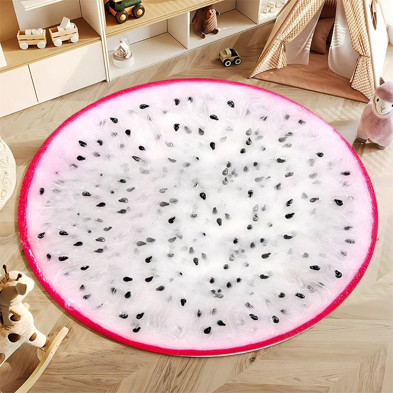 Funny Fruit Mat Juicy Printed Carpet, Round Soft Rug, Non-Slip Floor Decor for Living Room Kids Room Nursery Next Day Shipping