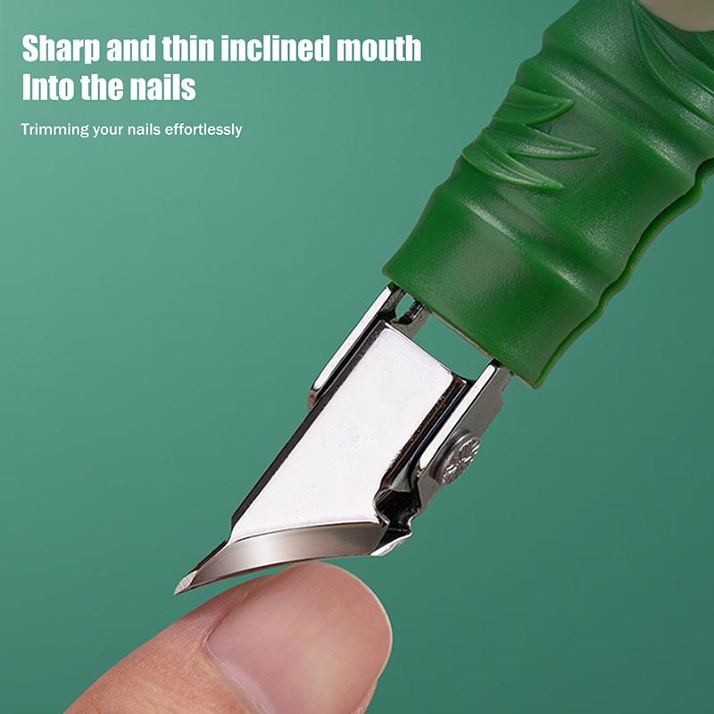 Durable Slant Edge Nail Clipper Large Opening Splash-Proof Nail Trimmers Nail Pliers Green Bamboo Shape Household Manicure Tools