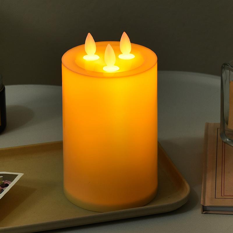 Color three-wick electronic candle lamp, simulated smokeless candle scene arrangement led electronic candle