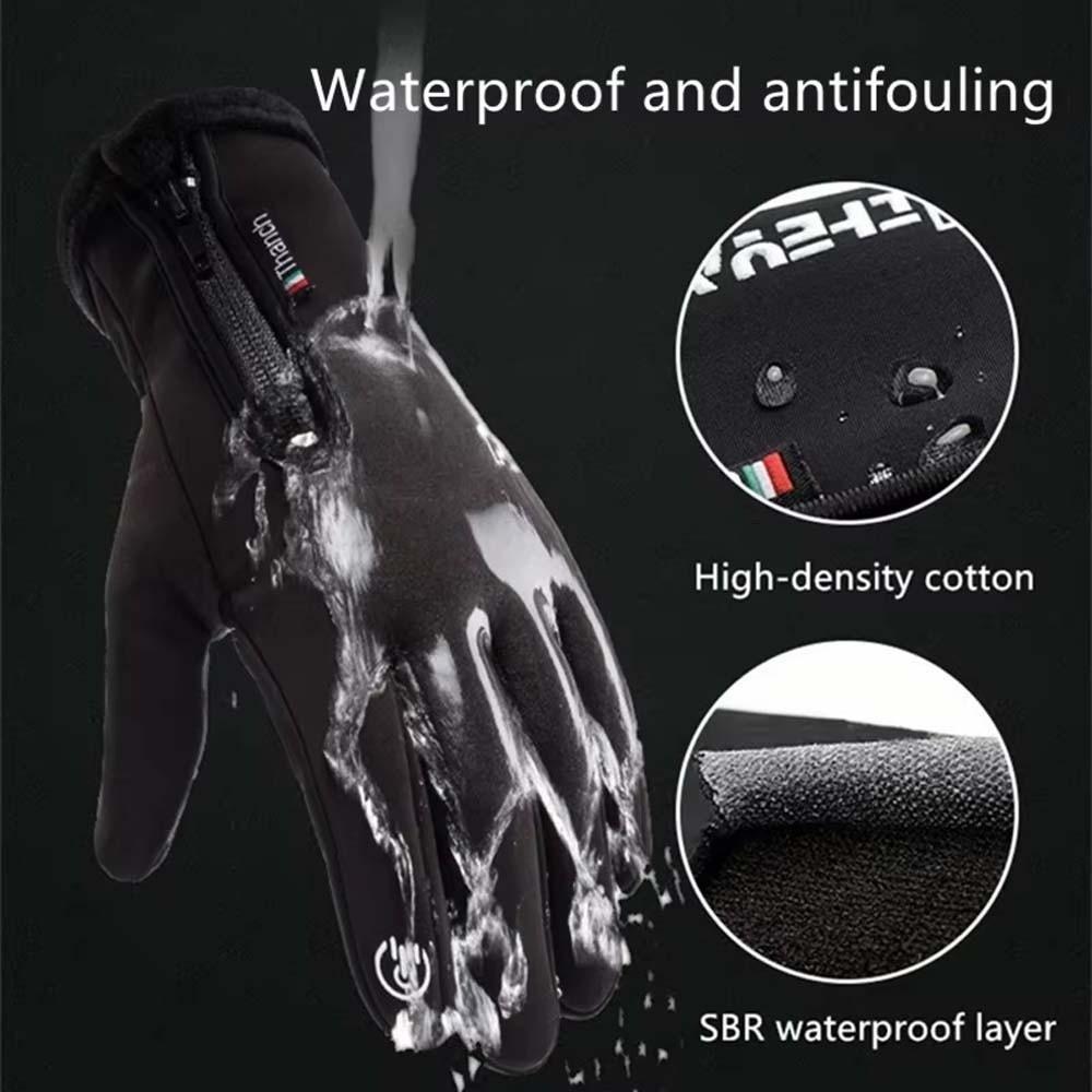 Anti-slip PU Anti-cold Mittens Soft Plush Thickened Gloves Gift Windproof Finger Mittens Skiing