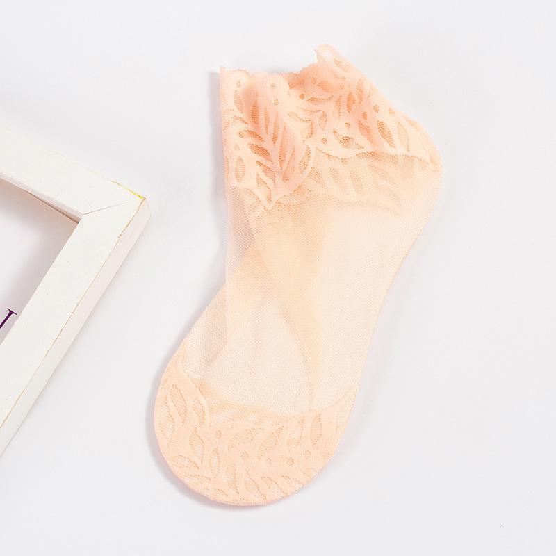 

Women s Lace Trim Fishnet Ankle Socks - Summer Breathable Mesh with Cotton Sole Bare socks, one size (34-39)