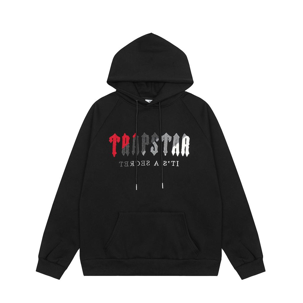 Trapstar Trendy Embroidered Hoodie Set: Unisex High Street Style with Plus Velvet Lining.