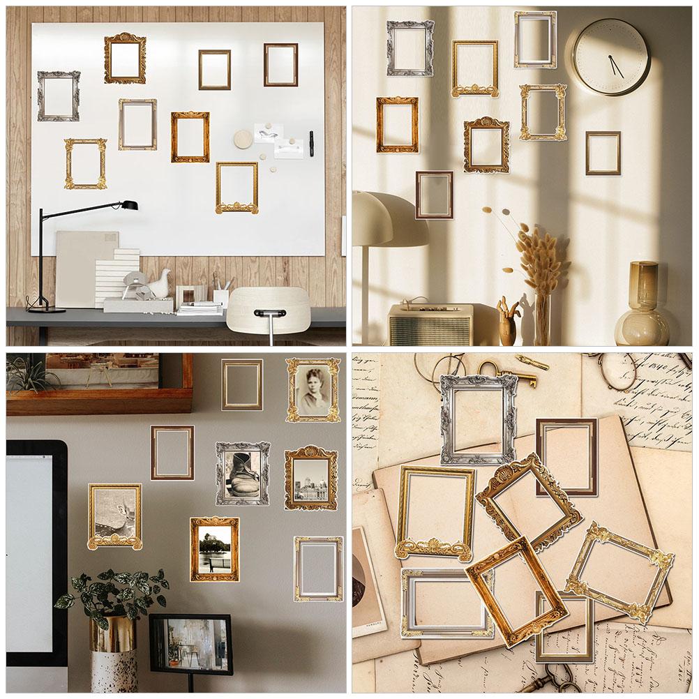  8 Pcs Retro Photo Frame Stickers Picture Wall Decals Frames Mirror for Walls Pvc Decoration