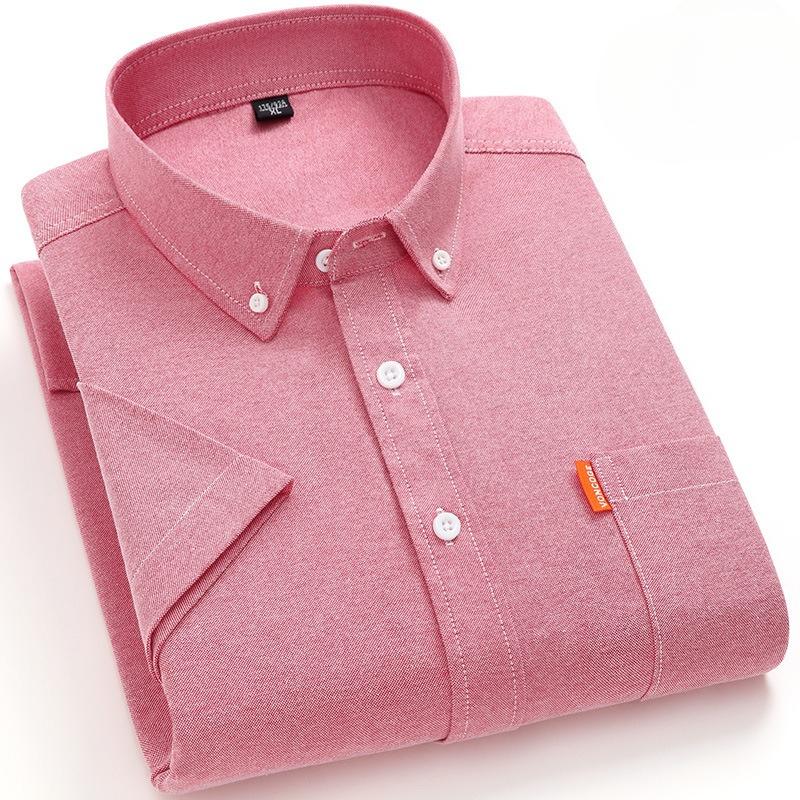 Erkek Yazlık Pamuklu Oxford Kısa Kollu Dar Kesim Kırışmayan Günlük Nefes Alabilen Gömlek