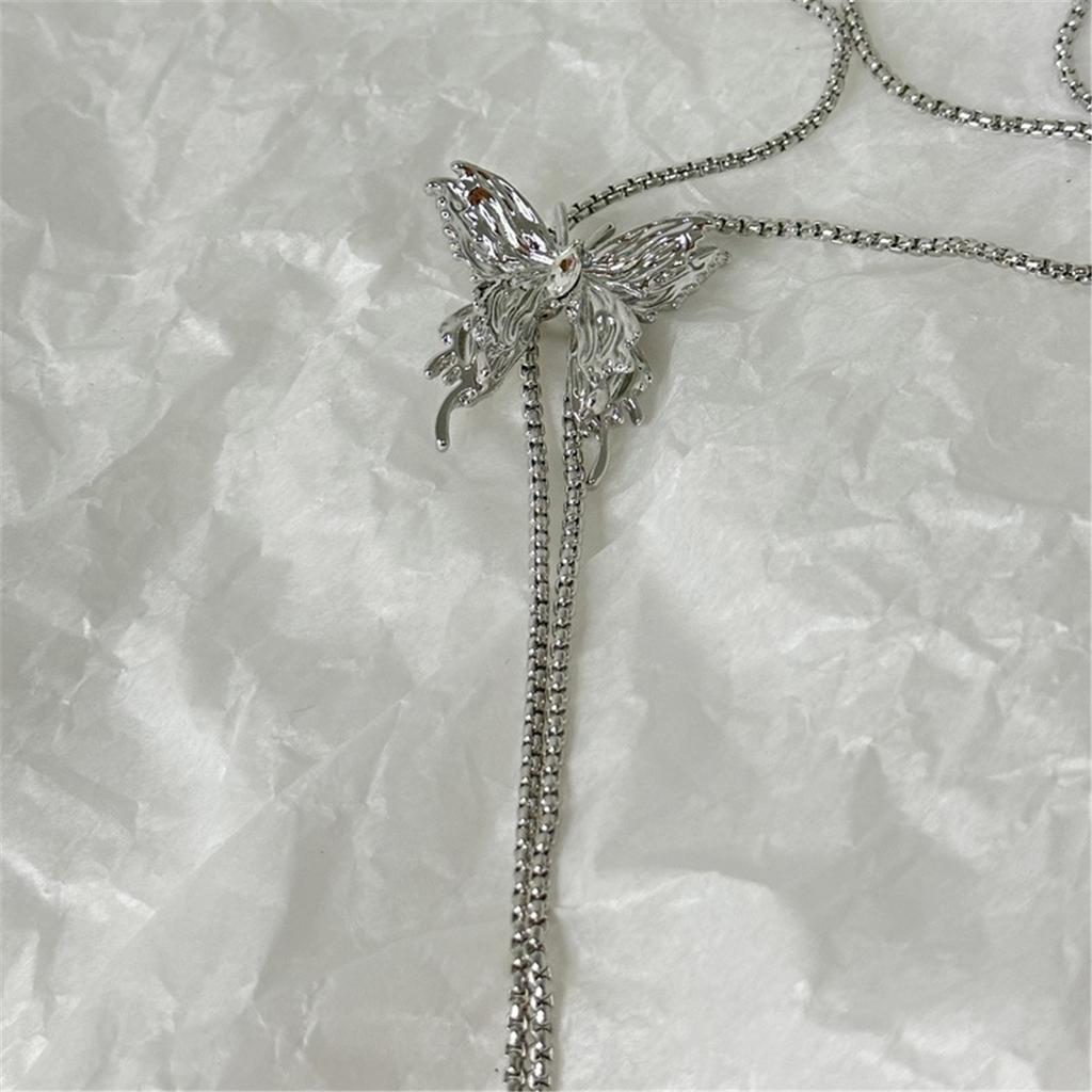 Tooxika Sweet Cool Hottie Style Adjustable Drawstring Butterfly Long Necklace Waist Chain Niche Collar Chain