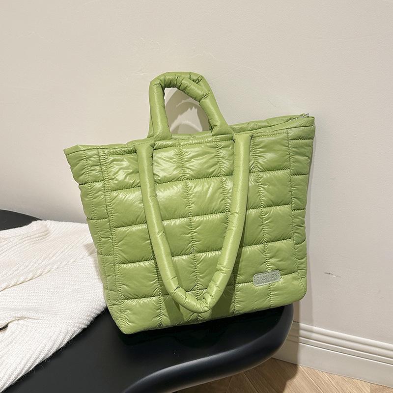 

Large-capacity bag women s 2024 autumn and winter new solid color cotton bag simple shoulder leisure commuter tote bag зелений