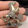 Brass Horse Step On Coins Lucky Statue Feng Shui Desk Miniatures Crafts Collections Figurines