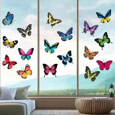 New 20PCS Lifelike Butterfly Window Stickers Anti-Collision Window Clings Decals Reusable Glass Window Film Wall Stickers