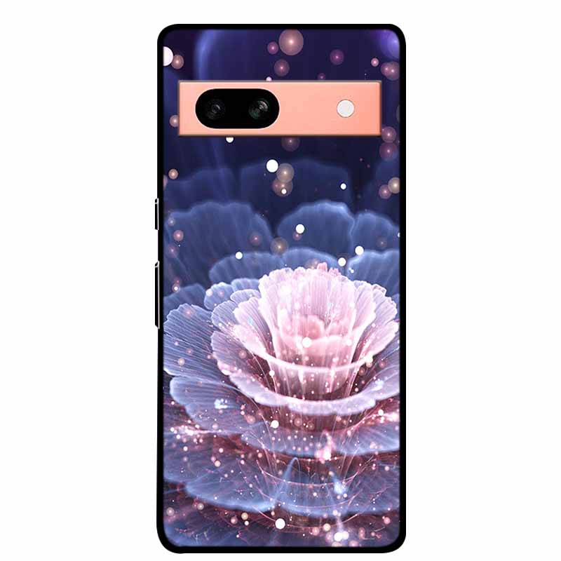 Per Google Pixel 7a 5G Custodia 6.1" Cover Fiori Bordo Nero Silicone TPU Morbida Cover Posteriore Per Google Pixel7a 2023 Custodia Telefono Fundas
