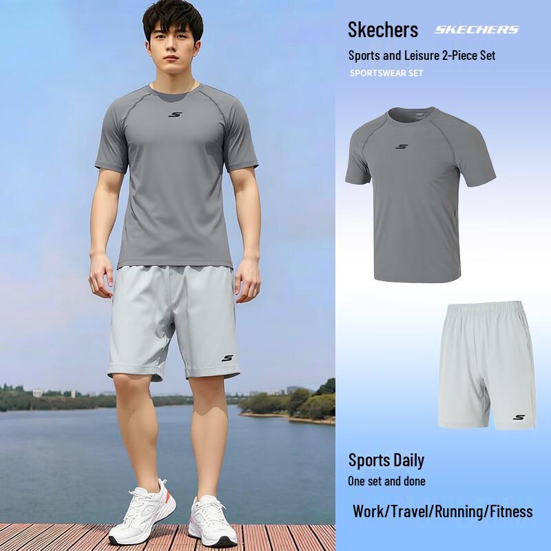Skechers Men s Short Sleeve & Shorts Sportswear Set S